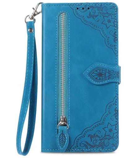 Hoesje geschikt voor Samsung Galaxy S26 - Bookcase - Koord - Pasjeshouder - Portemonnee - Bloemenpatroon - Kunstleer - Blauw