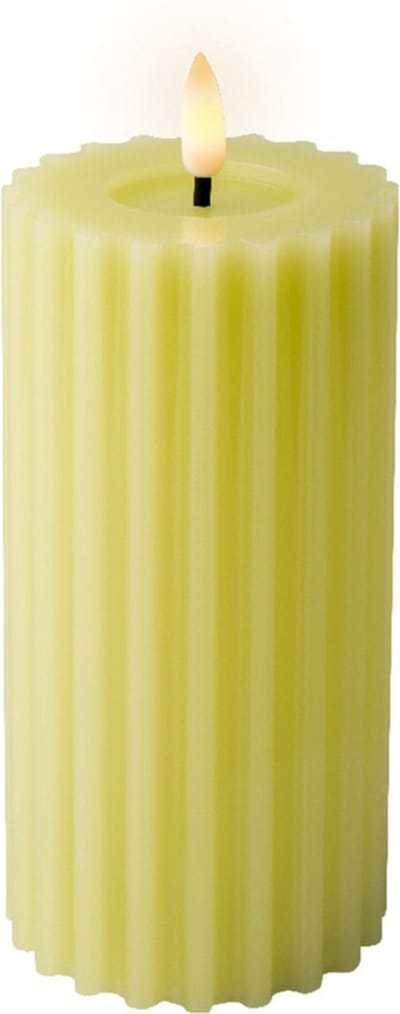 Lumineo luxe LED kaars/stompkaars - groen ribbel - D7,5 x H17,5 cm - timer