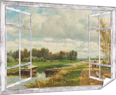 Gards Tuinposter Doorkijk Landschap in de Omgeving van Den Haag - Willem Roelofs - 180x120 cm - Tuindoek - Tuindecoratie - Wanddecoratie buiten - Tuinschilderij
