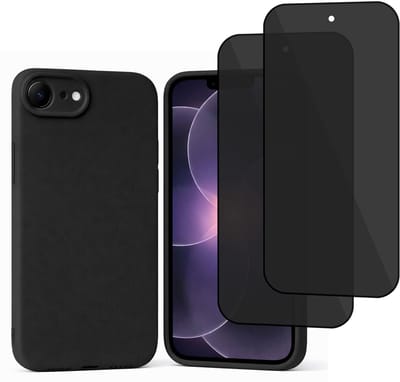 ChiGuard Hoesje & 2x Privacy Screenprotector geschikt voor iPhone 17e – Privé Gehard Glas Cover - Case - Zwart