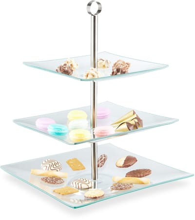 glazen etagère - 3 laags - serveertoren - glas - tot 2 kg