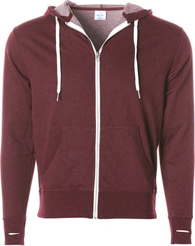 Independent Unisex Midweight French Terry Zip Hood NP354 - Burgundy Heather - XXL