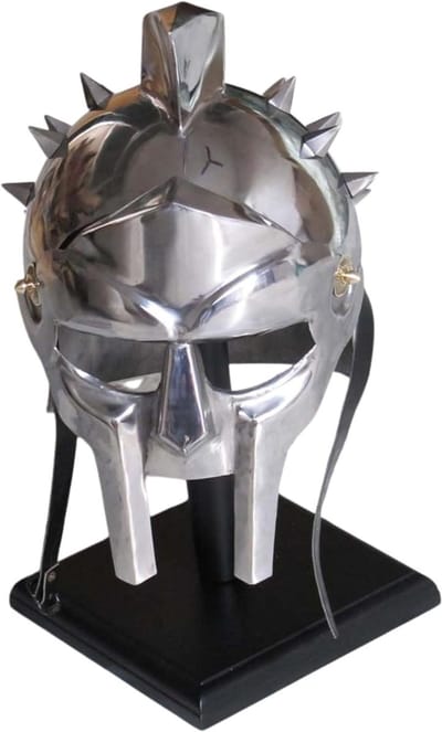 Gladiator Helm - Maximus Helm Replica - Historische Re-enactment - Gemaakt van 18 gauge staal - 69 cm Binnenomtrek - Zilver