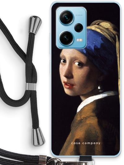 Case Company® - Hoesje met koord geschikt voor Xiaomi Redmi Note 12 Pro Plus hoesje met Koord - The Pearl Earring - Telefoonhoesje met Zwart Koord - Bescherming aan alle Kanten en Over de Schermrand