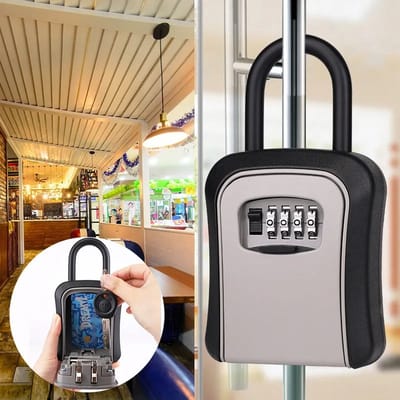 Glowhub - Sleutelkluis - Key lock - Cijfercode kluis - Key lock box - Sleutelkluisje voor buiten met ring - Keysafe - Kluis met code - voor buiten en binnen - waterdicht en roestvrij - grijs