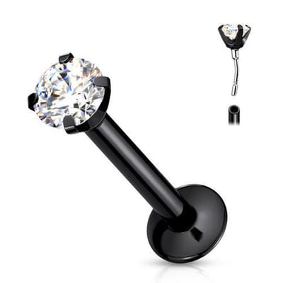 Piercing push in - chirurgisch staal - 0.8x6x2 mm - zwart - LMPiercings