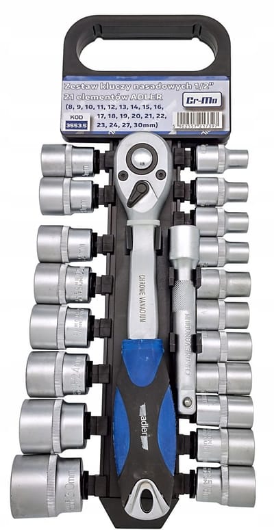 Adler Dopslagsleutel Set Cr-V 1/2" - 21 Delen