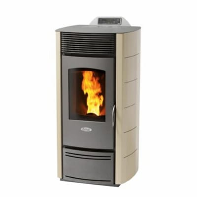 Fair Pelletkachel Z12 – 12 kW – Krachtige verwarming in modern design – Tot 340 m³ – Gietijzer - Crème
