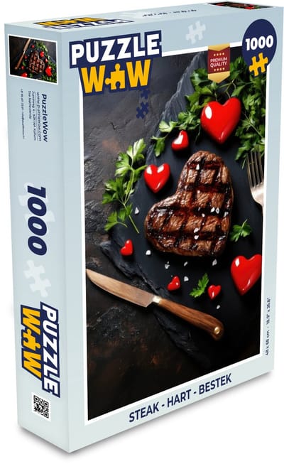 Puzzel Steak - Hart - Bestek - Legpuzzel - Puzzel 1000 stukjes volwassenen