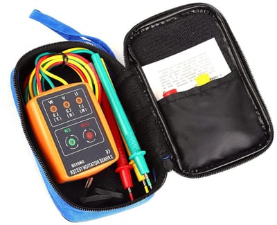 Fasevolgorde Tester - Rotatie-indicator Spanningszoeker - Elektrisch Testen - LED en Zoemer Indicatie - 60V-600V - Grijs
