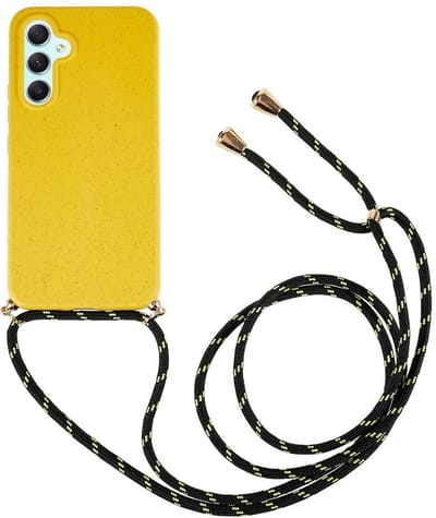 Coverup Hoesje - Geschikt voor Samsung Galaxy A14 Hoesje - Coverup TPU Back Cover met Koord - Biologisch Afbreekbaar - Geel