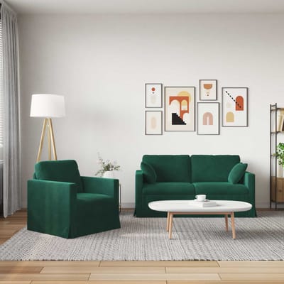 vidaXL Bankstel 2 pcs Donkergroen 158 x 78 x 80 cm Fluweel