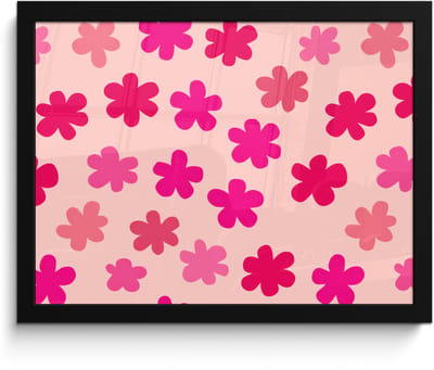 Poster in lijst - Fotolijst 40x30 cm - Posters - Bloemen - Patroon - Roze - Posterlijst zwart - Decoratie - Wanddecoratie woonkamer - Muurdecoratie slaapkamer