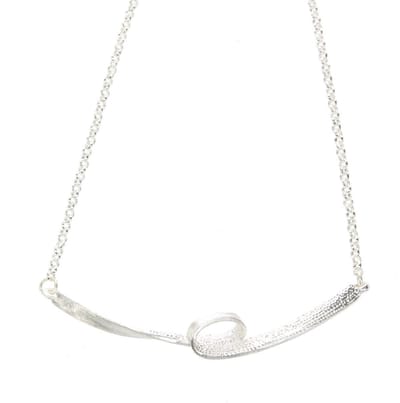Behave® ketting zilverkleur met gekrast design hanger 37,5 cm (+8 cm verlengketting)