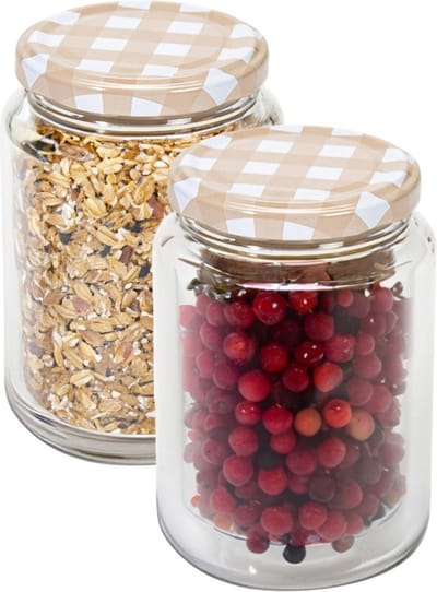 Hega Hogar Weckpot/voorraadpot Classico - 2x - 500 ml - kunststof - beige - D7 x H11 cm