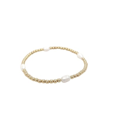 Pat's Jewels Armband Dames - Elastiek Armband - Gouden Bolletjes - Parels