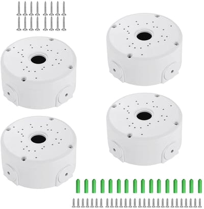 Set van 4 Waterdichte Camera Aansluitdozen voor Beveiligingscamera's, Geschikt voor Binnen en Buiten, ABS Materiaal