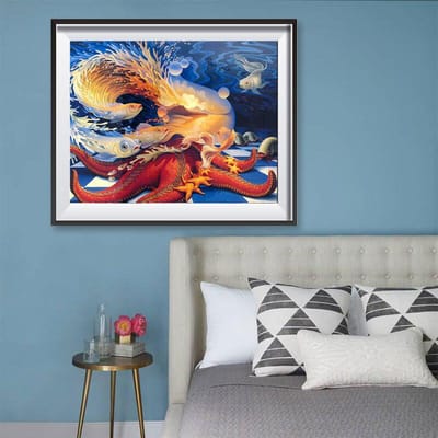 Diamant borduurwerk kleurrijke zeedieren handgemaakte diamant schilderij kruis borduurwerk woondecoratie 20X30CM