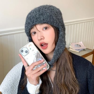 Koreaanse Versie van Herfst en Winter Nieuwe Hoed voor Vrouwen Konijnenwol Gebreide Wolmuts Effen Kleur Veelzijdig Winter Warm Oorbescherming Hoed Trendy One Size gray