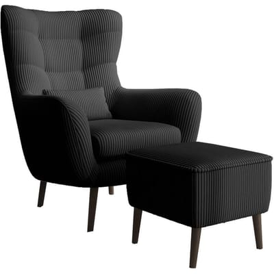 Fauteuil met hocker Verdiro ribstof | NADUVI Collection