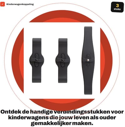Dailygoods- Verbindingsstuk 3x - Kinderwagenkoppeling - Snelsluiting - Verbindingshaak - Geschikt voor YOYO/VOVO - Duurzaam PP-materiaal - Kinderwagenconnector