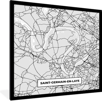 Fotolijst incl. Poster - Plattegrond - Kaart - Stadskaart - Frankrijk - Saint-Germain-en-Laye - 40x40 cm - Posterlijst
