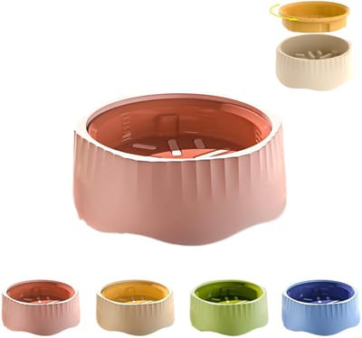 Gloovon® 2-in-1 Slowfeeder Hond & Kat - Verstelbare Anti-schrokbak - Eet-modus & Slowfeeder-modus - Voorkomt Schrokken & Bevordert Spijsvertering - Roze