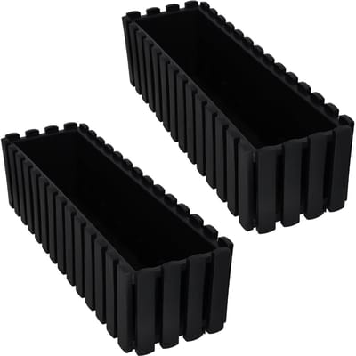 Rustiek - Balkon Bloembak - 60cm - Antraciet - Set van 2