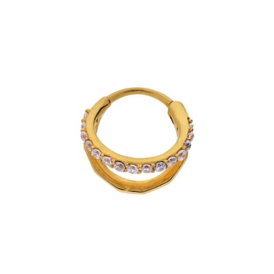 Lucardi - Dames Stalen goldplated helixpiercing met zirkonia - Piercing - Staal - Goudkleurig