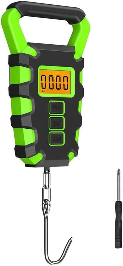 Digitale Visweegschaal - Bagageweegschaal Weegschaal - Vangsten Meten - Met Geïntegreerde Liniaal - 50 kg - Groen