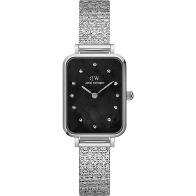 Daniel Wellington DW Watch Quadro Lumine Pressed Piano Black MoP Silver 20x26mm