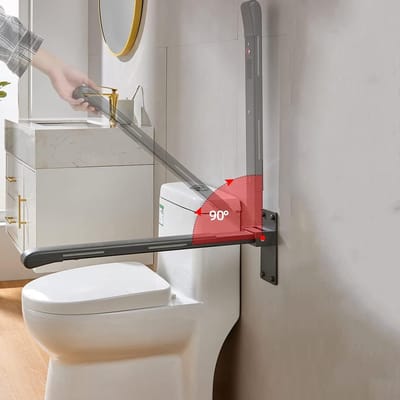 Opvouwbare Toiletbeugel - Neerklapbare Steun - Badkamer Veiligheid - Roestvrij Staal - 70 cm Lengte - Wit