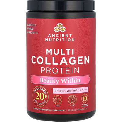Ancient Nutrition, Multi Collagen Protein, Beauté de l'intérieur, Goyave Fruit de la passion, 522 g (1,15 livre)