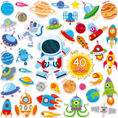 Allecto - Space Jelly Stickers - Universele Raamstickers - Herbruikbaar - Ruimte Kleur - Decoratieve Gel Clings - Geschikt voor Kinderen en Volwass...