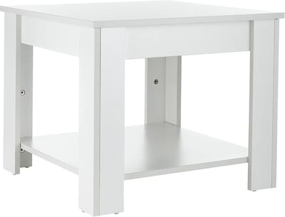 Moderne salontafel - Woonkamertafel bijzettafel - Ruimte organiseren - FSC gecertificeerd hout - 55 x 55 x 45 cm - Wit