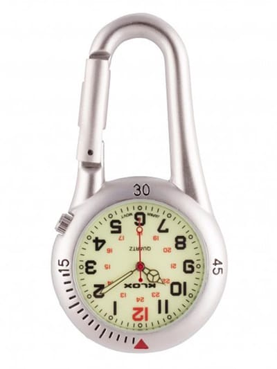 Zakhorloge met karabijnhaak Unisex Glow in the Dark Japans Uurwerk Zilver