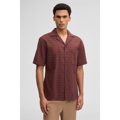 Korte mouwen shirt Ciscon, rood gestructureerd