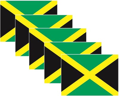 Vlag van Jamaica stickers - 20x - 7 x 10 cm - Landen - Jamaicaanse vlaggetjes - versiering - feestartikelen