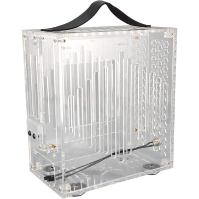Boîtier PC miniature ITX 23 x 20,5 x 12 cm, boîtier PC acrylique transparent, boîtier d'ordinateur de bureau portable à monter soi-même, 360 ° transparent