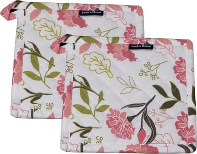 Pannenlappen set - 2 stuks - Cadeau voor haar - Roze - Tuinanjer - Anjer