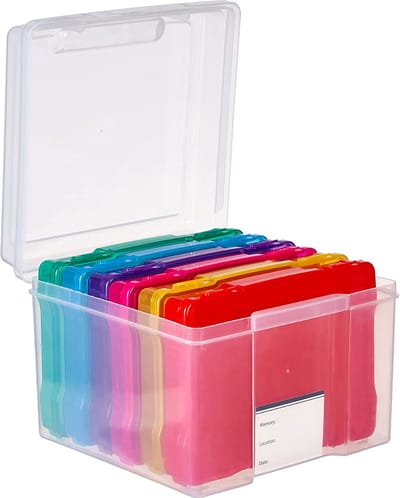 Matana – Foto Opbergdoos & Knutsel Organizer, 12,7x17,7cm – 6 Compartimenten met Labels – Meerkleurig