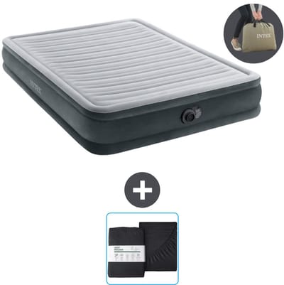 Intex Luchtbed - 2-Persoons - 152 x 203 x 33 cm - Grijs - Inclusief pomp en Hoeslaken