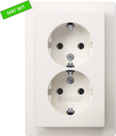 Berker Q1 Wandcontactdoos - 2 voudig - Randaarde - Inbouw in 1 doos - Mat wit