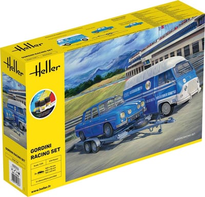 Heller Modelbouwpakket Auto - 52328 Renault Gordini Racing Set - Busje - Auto - Aanhanger - Starter Kit Plastic - 1:24 - Modelbouw