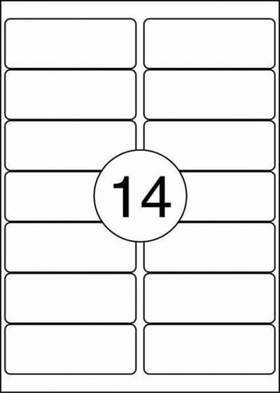 Benza Zelfklevende Etiketten op A4 Vel - 105 x 42,4 mm - 14 stickers per vel - 100 vel