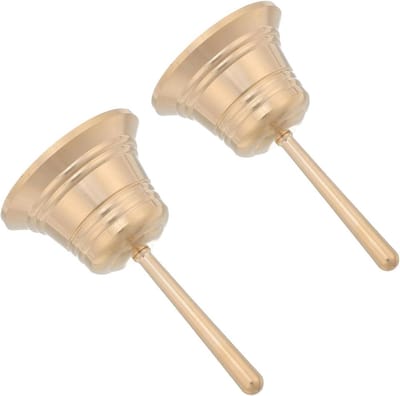 Massief Messing Handbel - Oproepbel Dienstbel - Feestelijke Aankondigingen - Luide Heldere Klank - 8.80X5.30X5.30CM - Goud