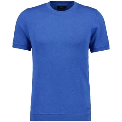 Ragman Trui Melange Cotton Knit Round Neck Short Sleeve Royal Blue / male