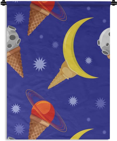 Wandkleed - Wanddoek - Planeten - IJshoorntjes - Patronen - 90x120 cm - Wandtapijt