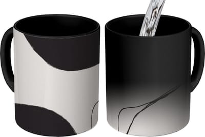 Magische Mok - Foto op Warmte Mokken - Koffiemok - Pastel - Zwart - Minimalisme - Magic Mok - Beker - 350 ML - Theemok