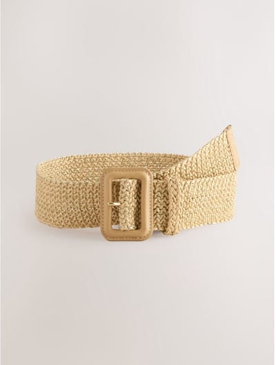 Next - Dames - Brede riem met raffia-effect - Naturel